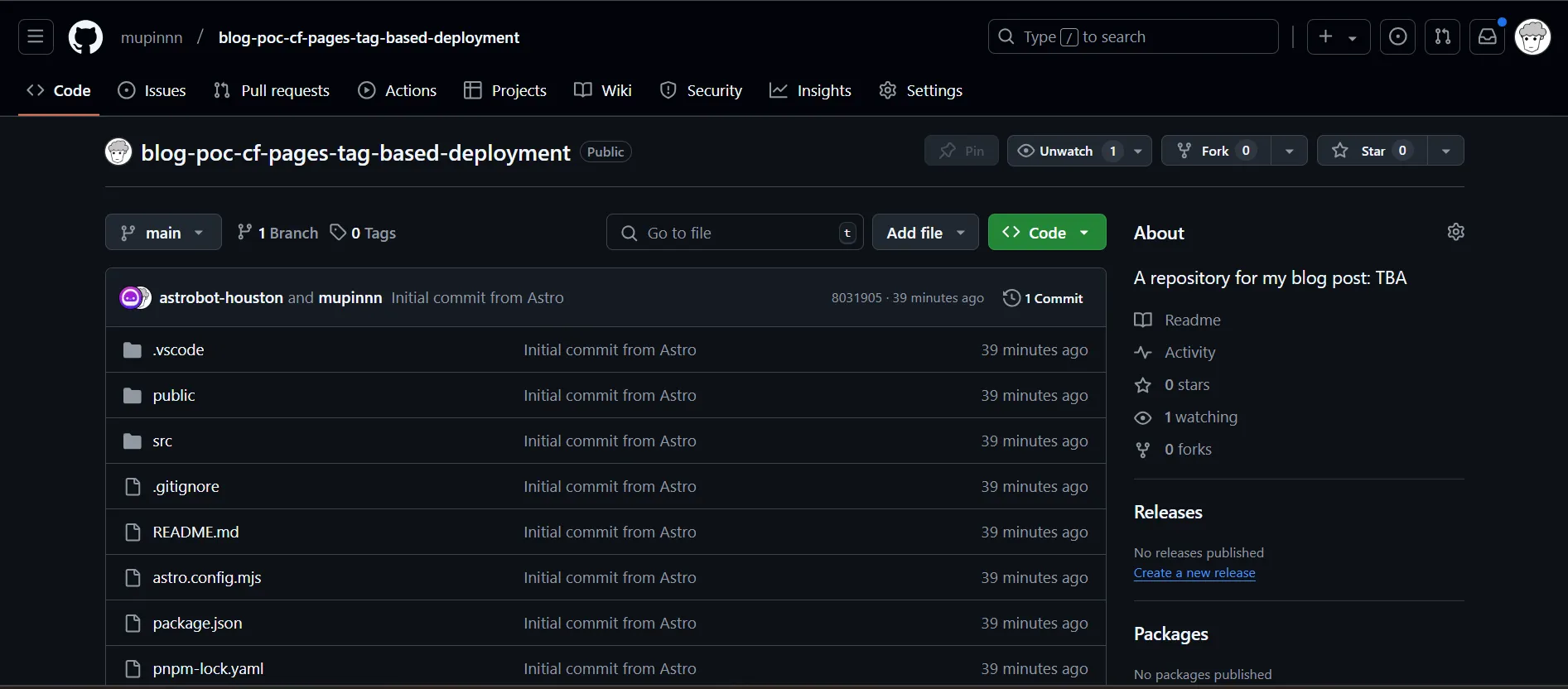 GitHub repository view after push