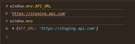 Console dengan window.env staging